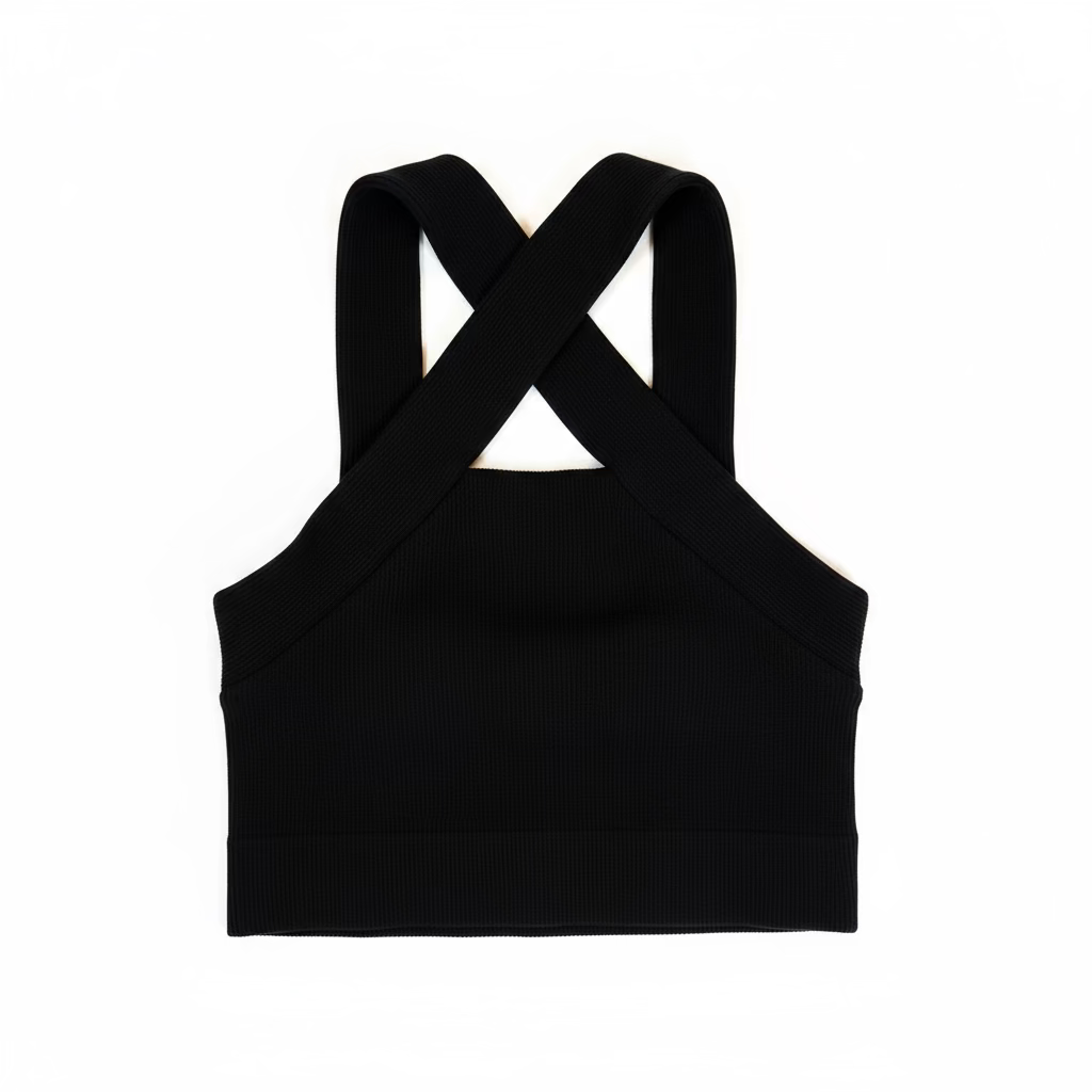 Ribbed cross crop Black